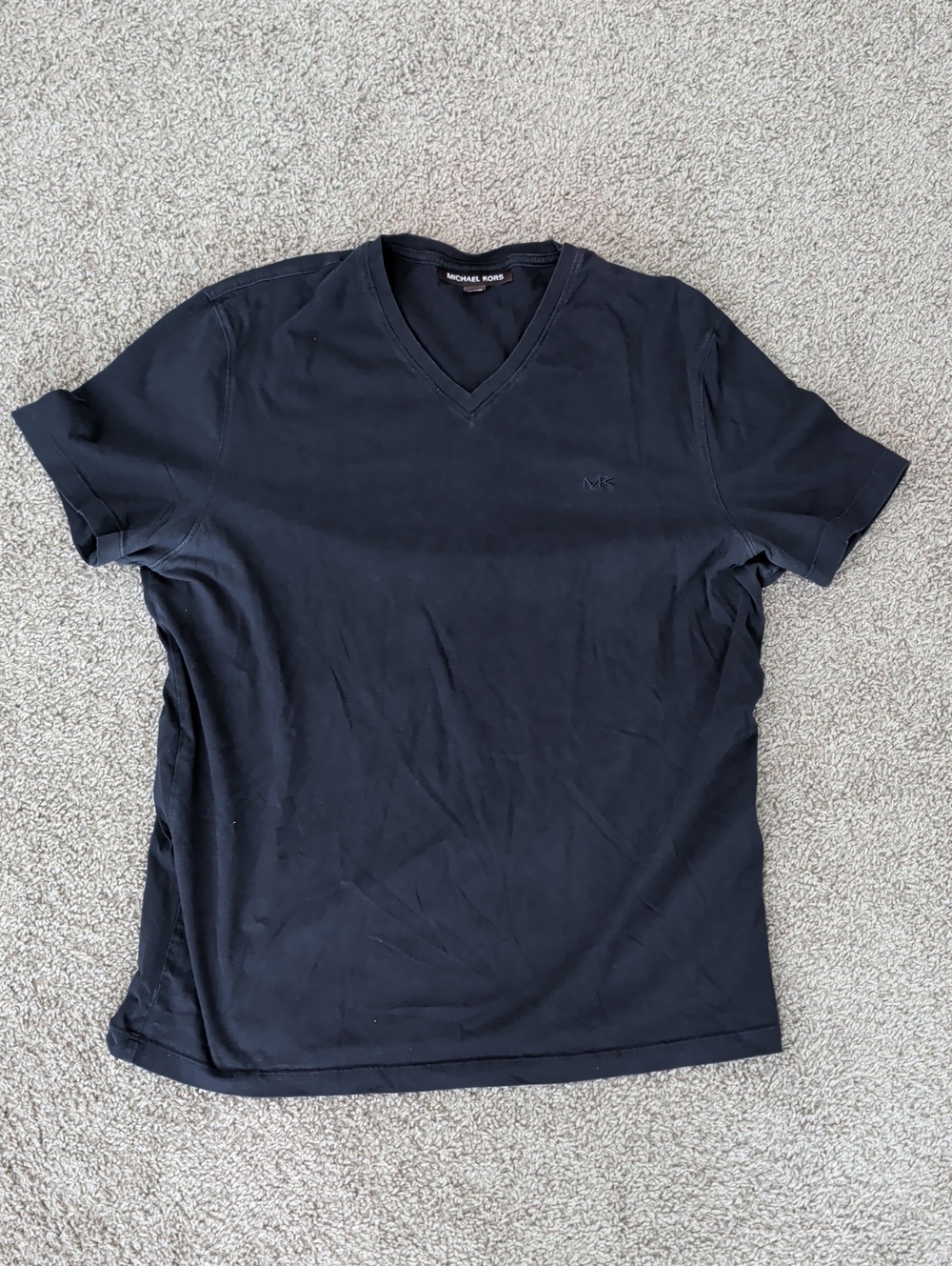 Michael Kors Men's Dark Blue V-Neck Short Sleeve Tee Size L